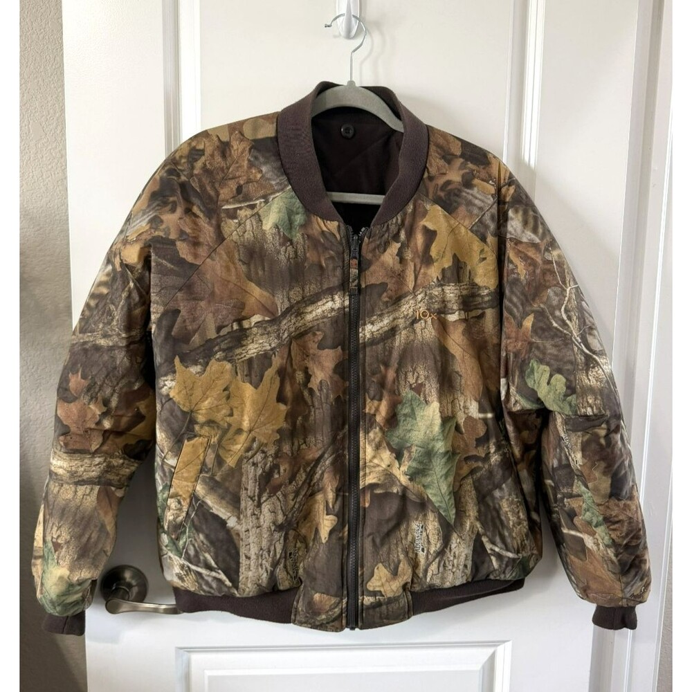 10x brand Mens Size XL Reversible Realtree Camo Bomber Jacket Coat XL